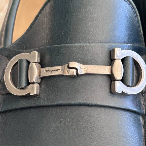 Salvatore Ferragamo Men's Dark Blue Leather Horse Bit Penny Loafer Size 10 1/2 D - Picture 6 of 13